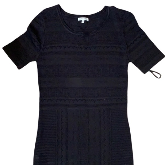 NWOT Elegant Ronny Kobo Black Knit Short Sleeve Dress - Picture 5 of 8